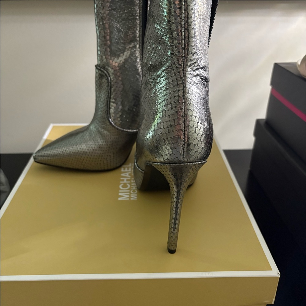 Michael Kors Silver Ankle Booties with Stiletto Heel - Picture 3 of 4